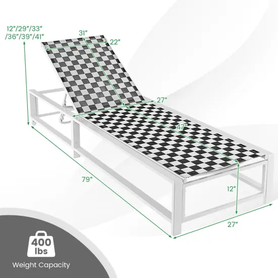 Costway Patio Lounge Chair Chaise Adjustable Reclining Chair Garden Deck Wheel {3}