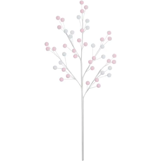 Northlight 24" Pink and White Pom Pom Christmas Spray {1}
