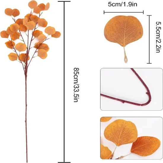 4pcs Fall Stems Artificial Eucalyptus Leaves Artificial Autumn Branches Table Centerpiece {2}