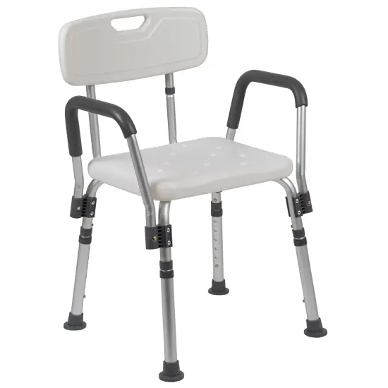 Emma and Oliver 300 Lb. Capacity Quick Release Back & Arm Shower Chair Teal {6}