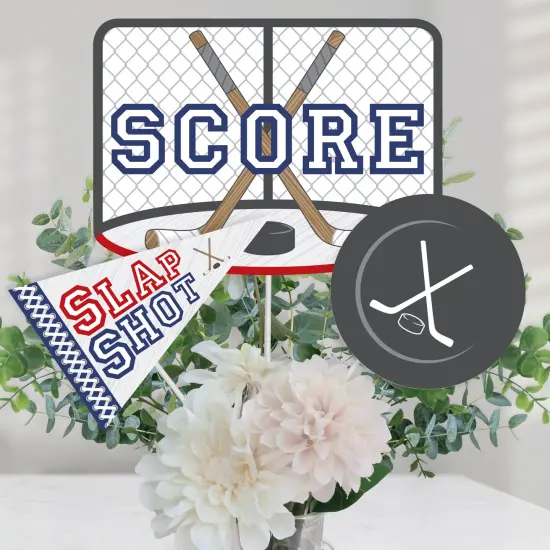 Big Dot of Happiness Shoots and Scores - Hockey - Baby Shower or Birthday Party Centerpiece Sticks - Table Toppers - Set of 15 {1}