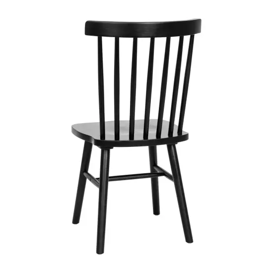 Merrick Lane Torrin Set of Two Premium Solid Wood Spindle Back Dining Chairs with Saddle Seats and Floor Protectant Felt Pads Black {4}