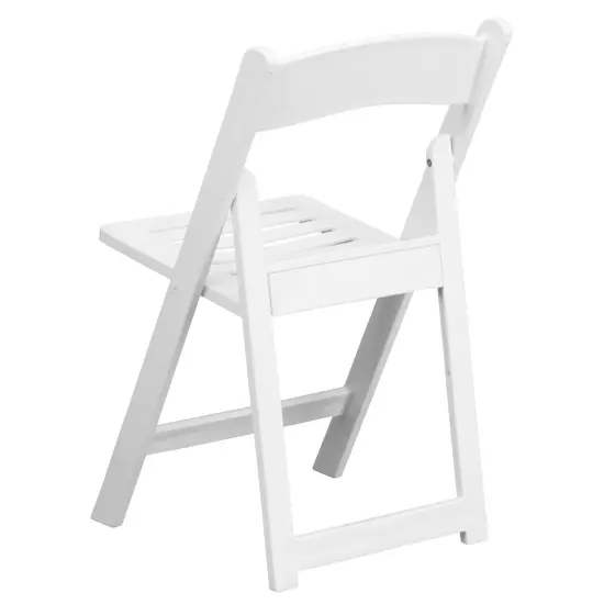 Emma and Oliver 2 Pack 800 lb. Capacity Resin Folding Chair with Slatted Seat White {4}