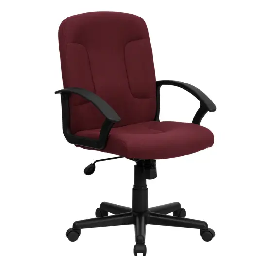 Emma and Oliver Mid-Back Fabric Executive Swivel Office Chair with Nylon Arms Burgundy {1}