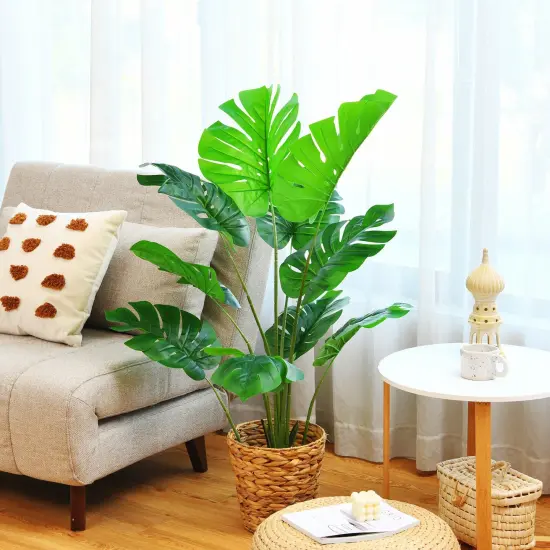 4 Feet Artificial Monstera Deliciosa Tree with 10 Leaves of Different Sizes {2}