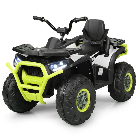 12 V Kids Electric Four Wheeler with 2 Powerful Drive Motors and Wear-Resistant Wheels Lights-White {4}