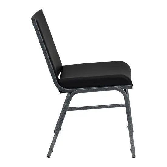 Emma and Oliver Heavy Duty Reception/Guest Stack Chair Black Vinyl {4}