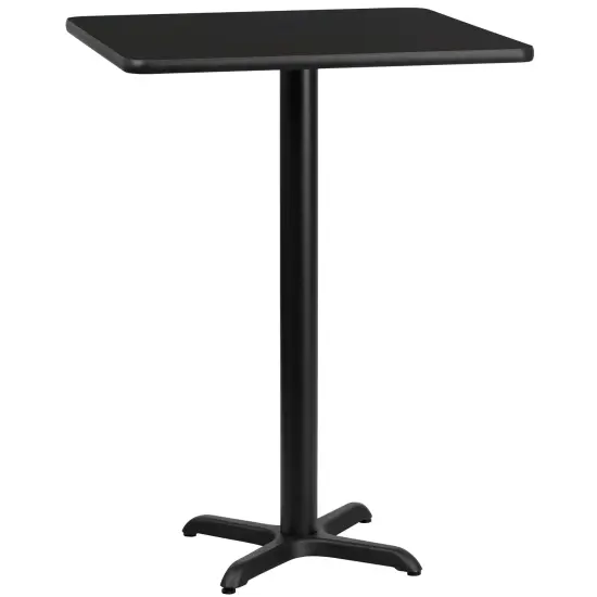 Emma and Oliver 30" Square Laminate Table Top with 22"x22" Bar Height Table Base Black {1}