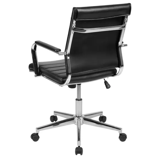 Merrick Lane Stockholm Mid Back Home Office Chair With Pneumatic Seat Height Adjustment And 360&deg; Swivel Black {4}