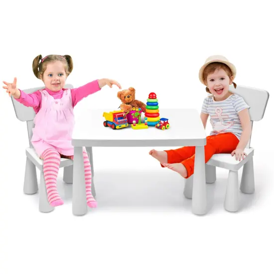 3 Pieces Toddler Multi Activity Play Dining Study Kids Table and Chair Set White {5}