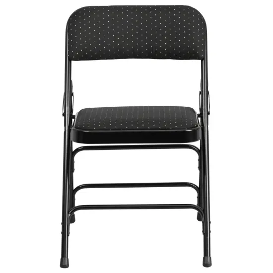 Emma and Oliver 4 Pack Curved Triple Braced & Double Hinged Fabric Upholstered Metal Folding Chair Black Patterned {3}