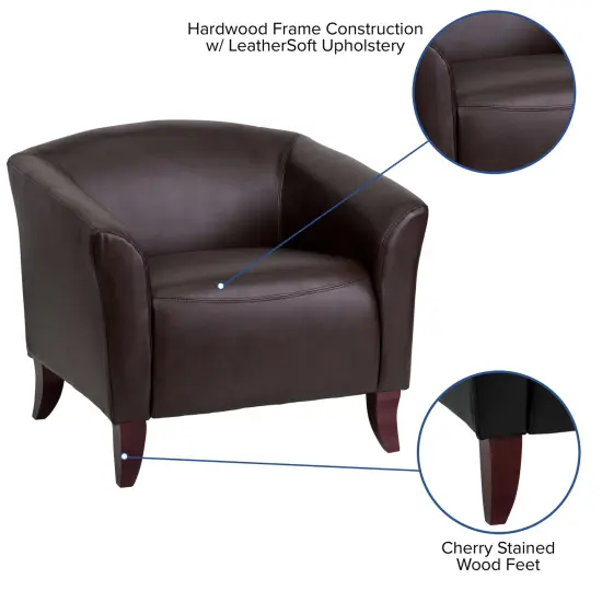 Emma and Oliver LeatherSoft Reception/Living Room Chair with Extended Panel Arms Brown {2}