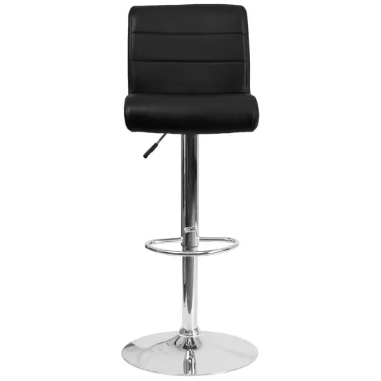 Emma and Oliver Swivel Rolled Seat Adjustable Height Barstool with Chrome Base White {7}