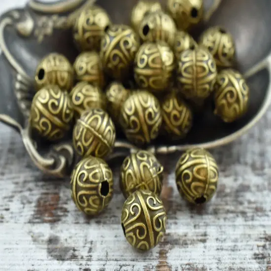 *50* 7mm Antique Bronze Round Spacer Beads {2}