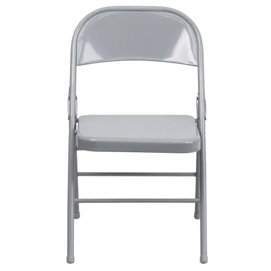 Emma and Oliver 4 Pack Triple Braced & Double Hinged Metal Folding Chair Gray {2}