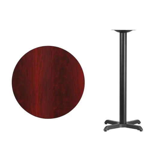 Emma and Oliver 30" Round Laminate Table Top with 22"x22" Bar Height Table Base Black {10}
