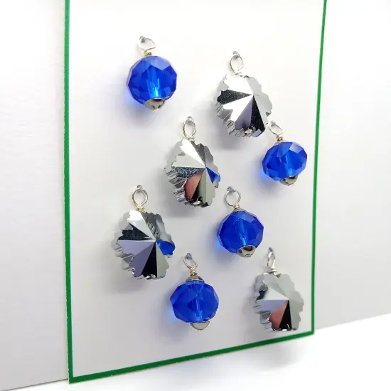 Miniature Ornaments, 8 pieces, Silver Snowflakes & Blue Baubles, Adorabilities {4}