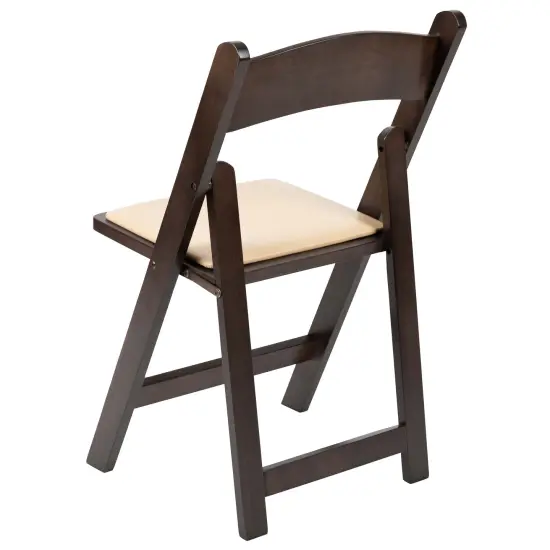Emma and Oliver Wood Folding Chair with Vinyl Padded Seat Chocolate {4}