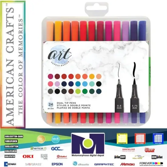 American Crafts 356053 AMC Art Supply Basics Collection Pens Dual Tip 24pc {1}