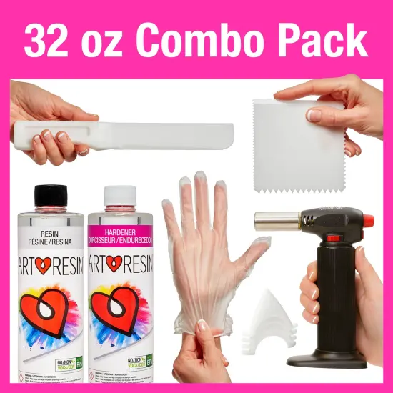 ArtResin - Epoxy Resin - Clear - Non-Toxic - Starter Combo Pack - 32oz (16 oz Resin + 16 oz Hardener) (946ml) {1}