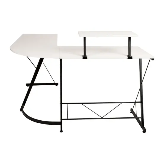 Emma and Oliver L-Shaped Computer Desk, Gaming Desk, Home Office Desk, Frame White/Black {4}
