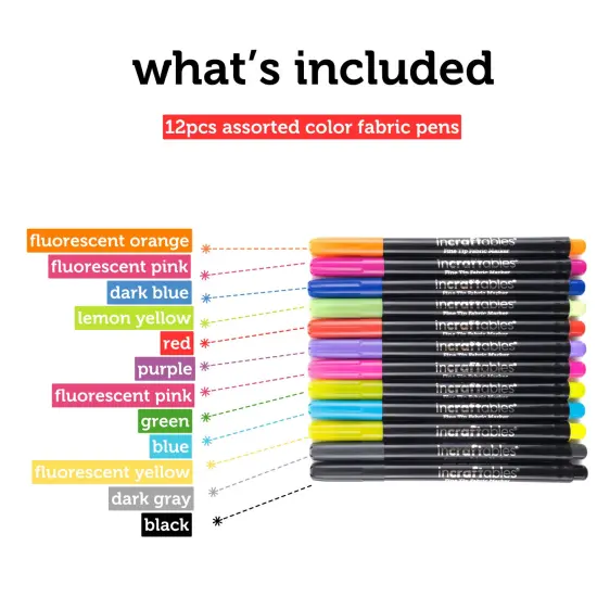 Incraftables Fabric Markers Permanent for Clothes No Bleed (12 Colors). Best Fabric Pens for Kids & Adults. Non-Toxic Textile Fabric Paint Pens for Laundry, Crafts, Tote Bags, Shoes, Shirts & Pillows {3}