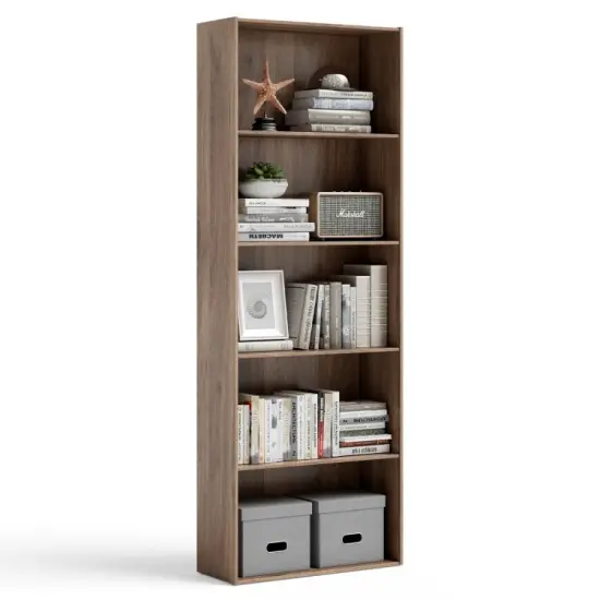 5-Tier Modern Bookcase with Open Storage Shelves and Durable MDF Frame Brown {6}