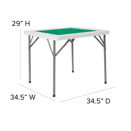 Emma and Oliver 34.5" Square 4-Player Folding Card Game Table with Playing Surface and Cup Holders Granite White {5}