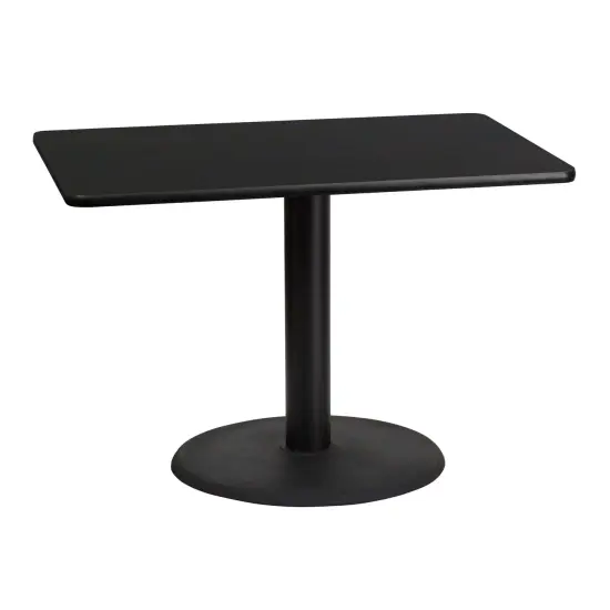 Emma and Oliver 30"x42" Rectangular Laminate Table with 24" Round Table Base Black {1}