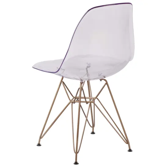 Emma and Oliver Ghost Chair with Gold Metal Base Clear {4}