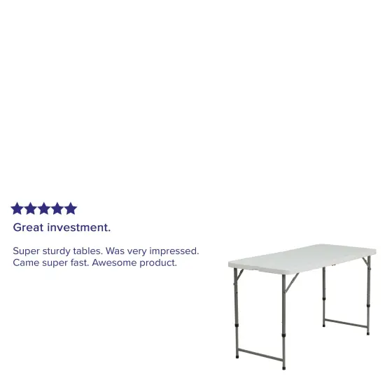 Emma and Oliver 4-Foot Height Adjustable Bi-Fold Plastic Folding Table Granite White {3}