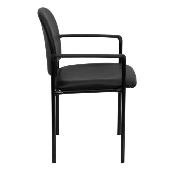Emma and Oliver Comfort Stackable Steel Side Reception Chair with Arms Black Vinyl {5}