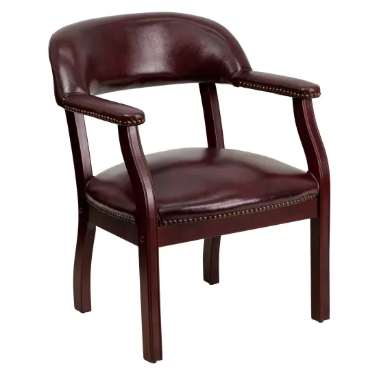 Emma and Oliver Conference Chair with Accent Nail Trim Oxblood Vinyl {1}
