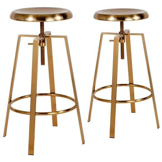 Emma and Oliver Industrial Style Barstool with Swivel Lift Adjustable Height Seat Gold {1}
