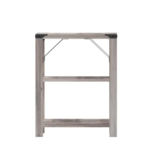Merrick Lane Green River Modern Farmhouse Engineered Wood End Table with Two Tiered Shelving and Powder Coated Steel Accents Rustic Oak {10}