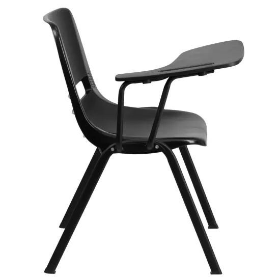 Emma and Oliver Ergonomic Shell Chair with Right Handed Flip-Up Tablet - Tablet Arm Desk Black {6}