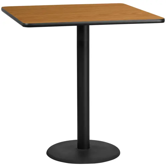 Emma and Oliver 42" Square Laminate Table Top with 24" Round Bar Height Table Base Natural {1}