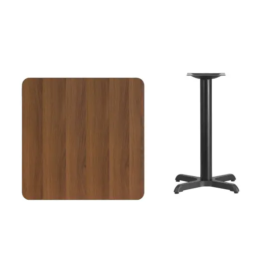 Emma and Oliver 30" Square Laminate Table Top with 22"x22" Table Height Base Walnut {3}