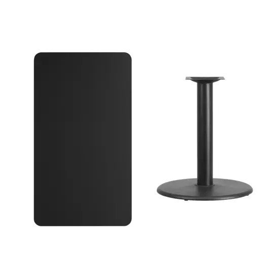 Emma and Oliver 24"x42" Rectangular Laminate Table with 24" Round Table Base Black {3}