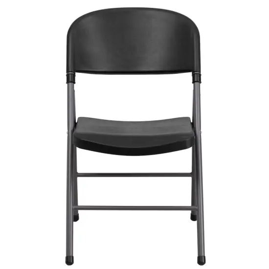 Emma and Oliver Missy Set of 6 330 lb. Capacity Plastic Folding Chairs with Charcoal Frame Black {2}