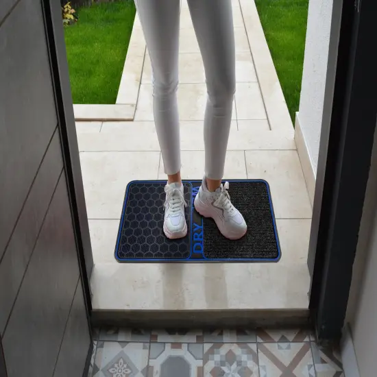 Wet & Dry Shoe Cleaning 18 in. x 32 in. Rectangular Door Mat Blue {4}