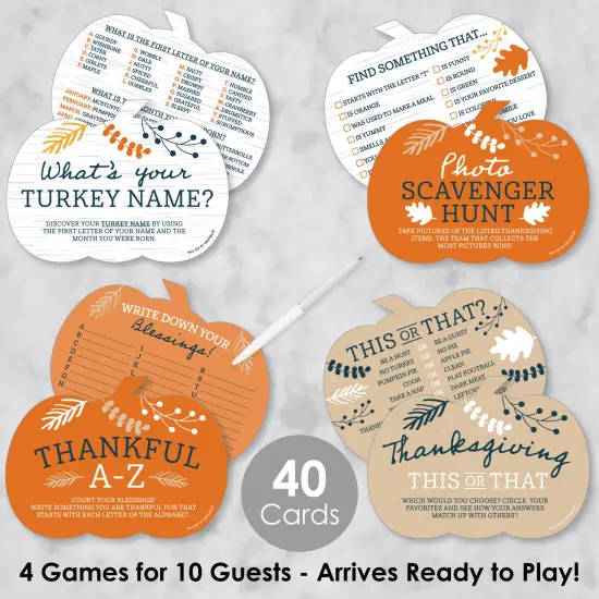 Big Dot of Happiness Happy Thanksgiving - 4 Fall Harvest Party Games - 10 Cards Each - Gamerific Bundle {3}