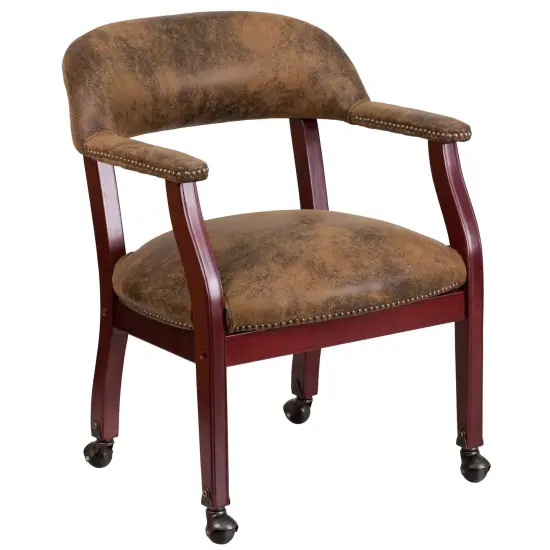Emma and Oliver Conference Chair with Accent Nail Trimand Casters BomberJacketMicrofib {1}