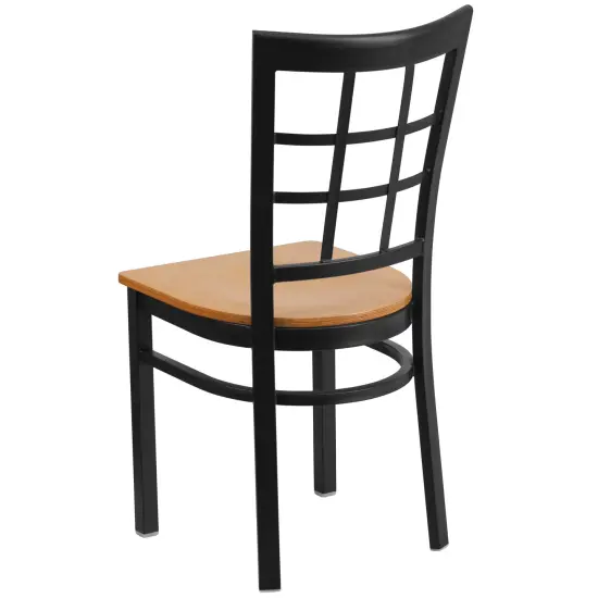 Emma and Oliver 2 Pack Window Back Metal Restaurant Chair Natural/BlackMetal {3}