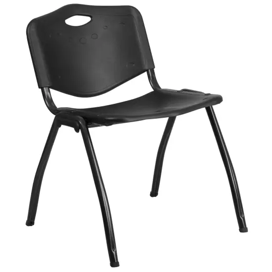 Emma and Oliver 880 lb. Capacity Plastic Stack Chair Black {1}