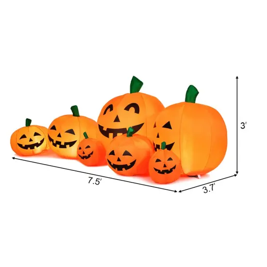 7.5 Feet Halloween Inflatable 7 Pumpkins Patch with LED Lights {4}