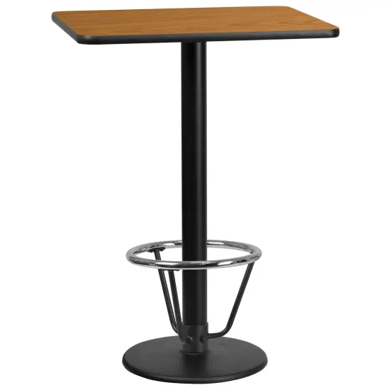 Emma and Oliver 24"x30" Rectangular Laminate Bar Table with 18"RD Foot Ring Base Natural {1}