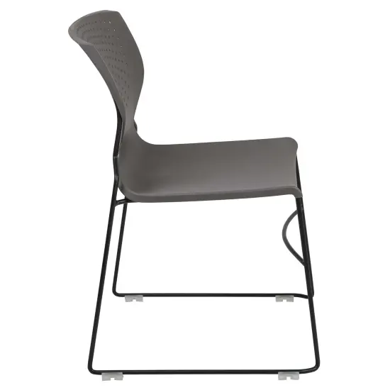 Emma and Oliver Home and Office Stack Chair with Lumbar Support and Metal Frame - Guest Chair Gray {5}