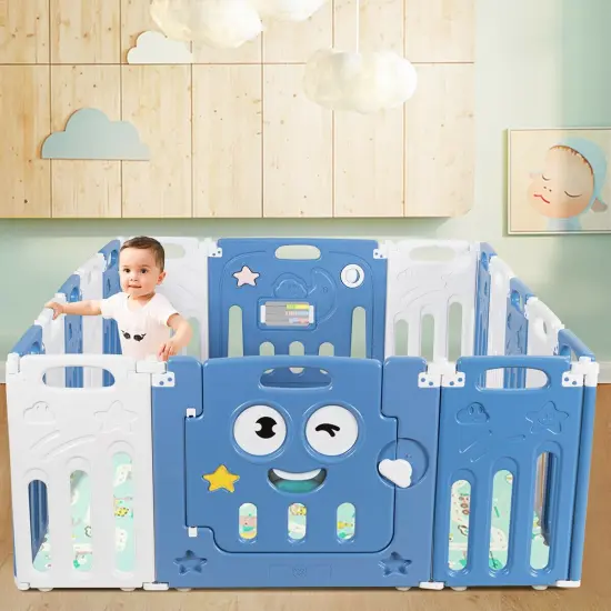 16-Panel Foldable Baby Playpen Kids Activity Centre {2}