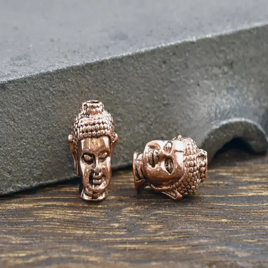 13x8mm Buddha Head Beads Rose Gold (826) {1}